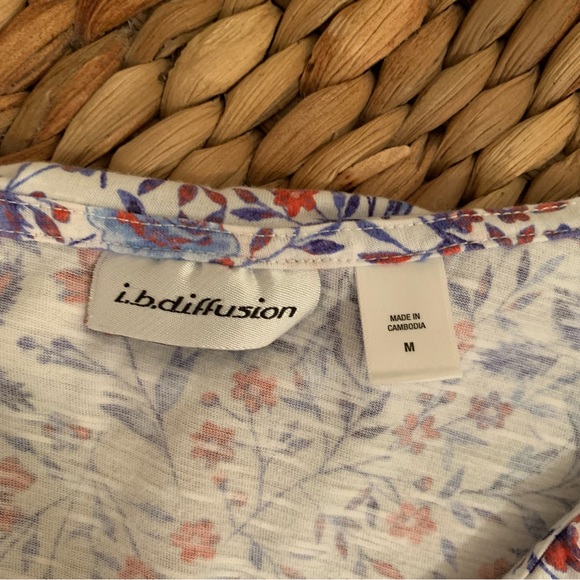 i.b.diffusion Floral Cotton Ruffle Sleeveless V-Neck Top - Picture 4 of 7